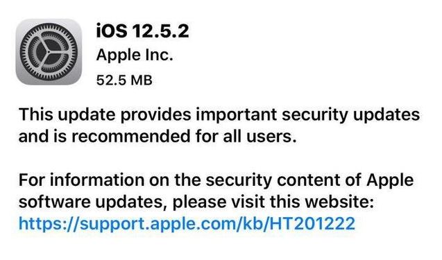 厚街镇苹果手机维修分享iOS12.5.2发布，建议所有老苹果用户安装 